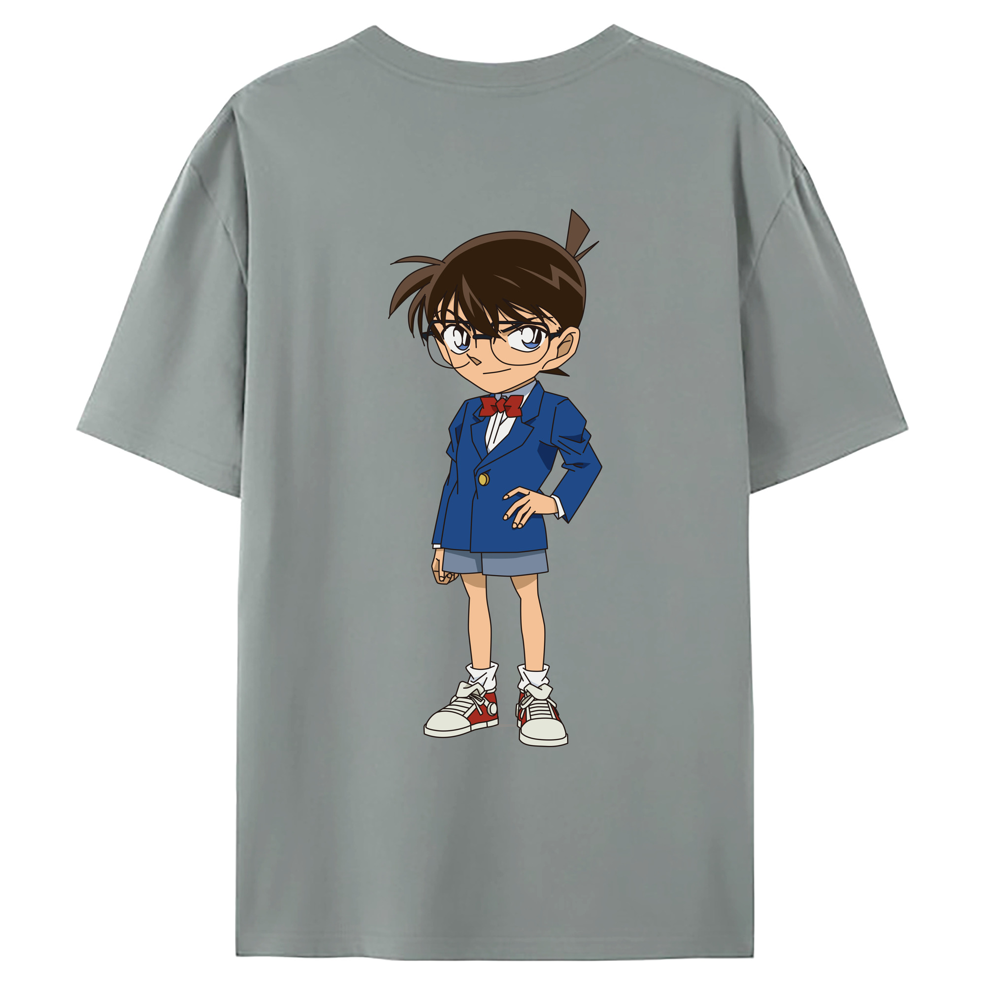 （画像用） 名探偵コナン 江戸川 コナン Detective Conan Conan Edogawa 綿100％ メンズ半袖Tシャツ（バックプリント） 通気性